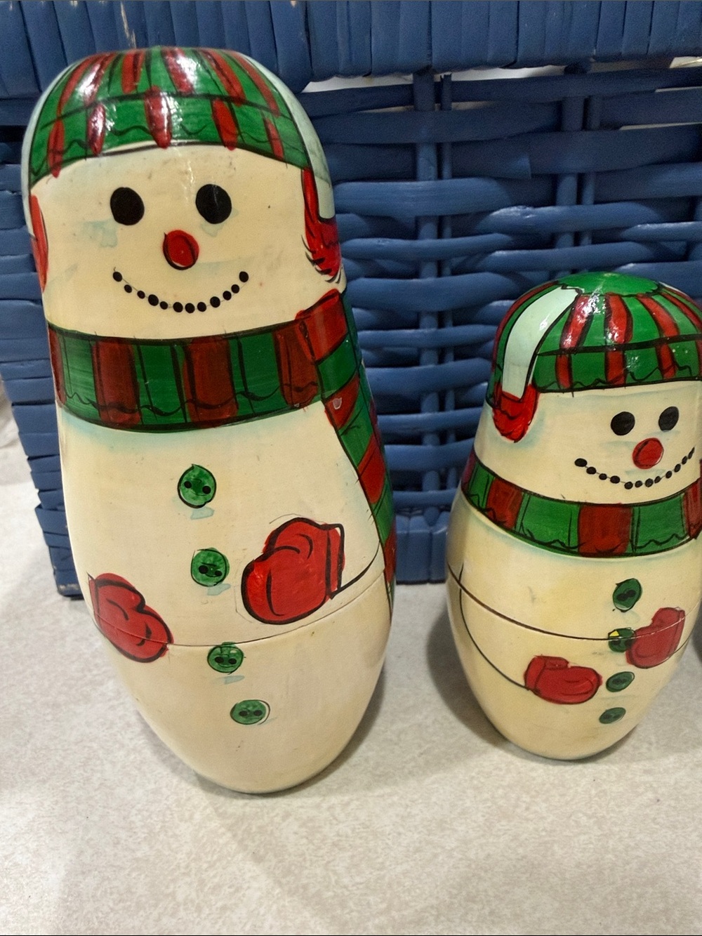 vintage Russian nesting dolls, snowman